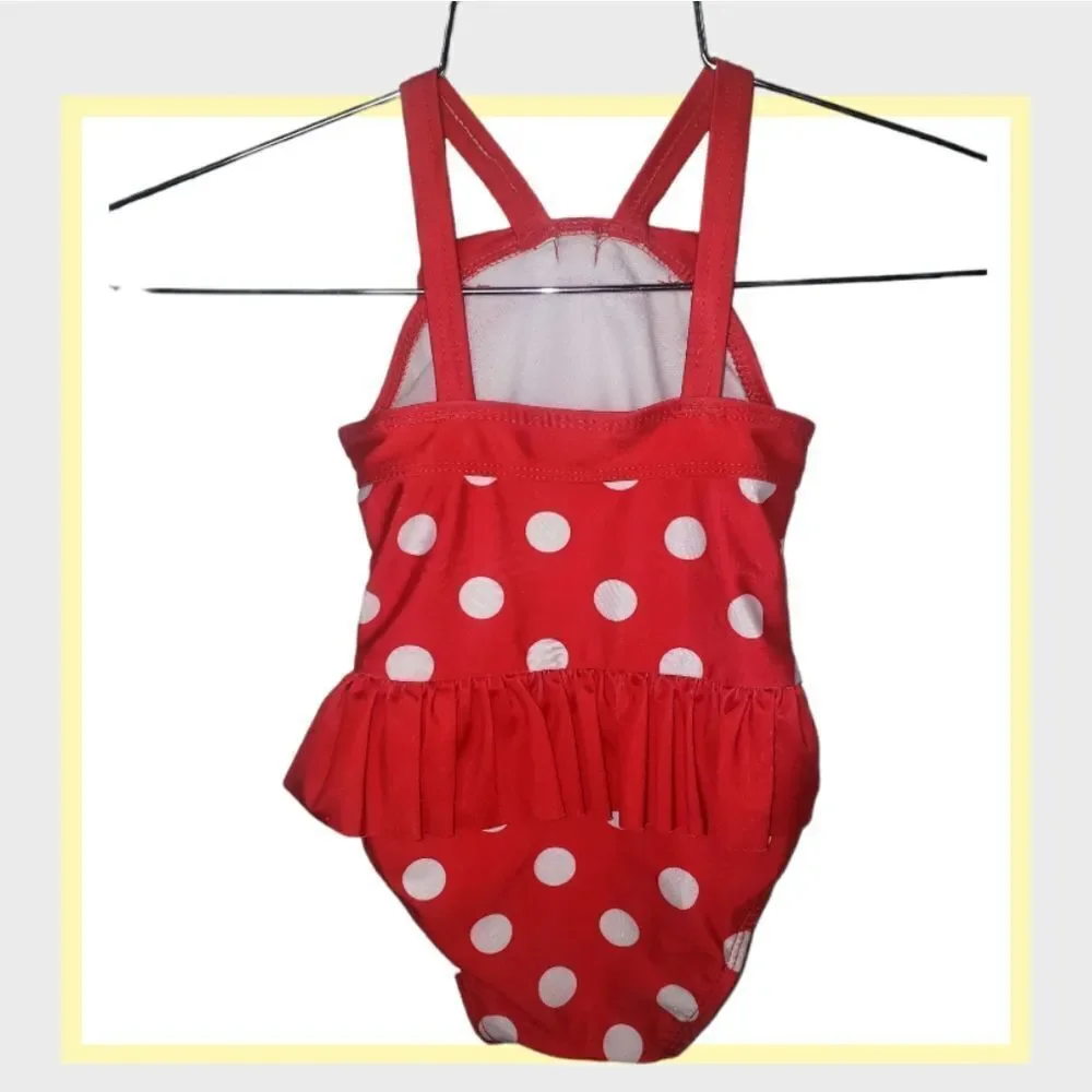 DISNEY Store SWIMSUIT for GIRLS - MINNIE MOUSE one piece RED BOW 3